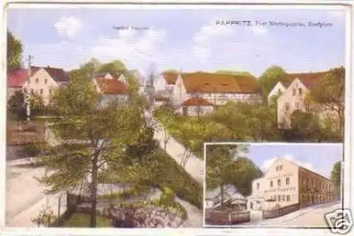 29595 Mehrbild Ak Pappritz Dorfplatz und Gasthof 1932