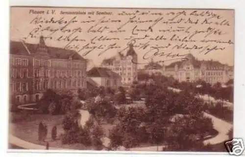 27479 Feldpost Ak Plauen Seminarplatz mit Seminar 1916