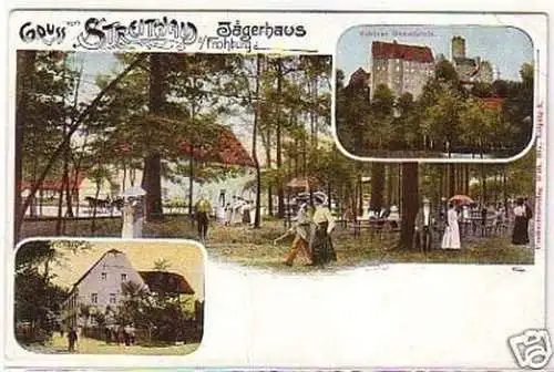 23662 Lithografie Gruss v. Jägerhaus Streitwald um 1910