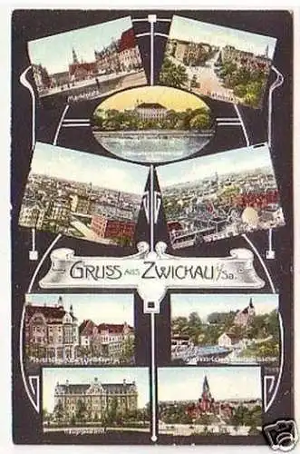 23668 Mehrbild Ak Gruss aus Zwickau in Sa. 1909