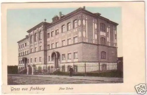 20445 Ak Gruß aus Frohburg neue Schule um 1900