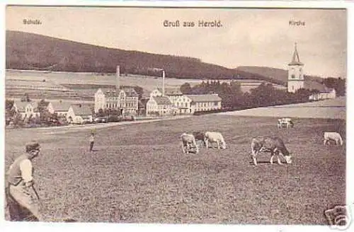 16358 Ak Gruß aus Herold Schule und Kirche 1917