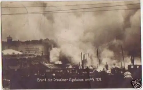 13434 Ak Brand der Dresdener Vogelwiese 1909