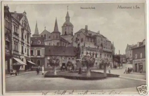 13852 Ak Meerane in Sachsen Bismarckplatz um 1940