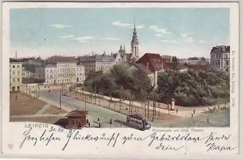 10/27 Ak Leipzig Promenade am alten Theater 1901