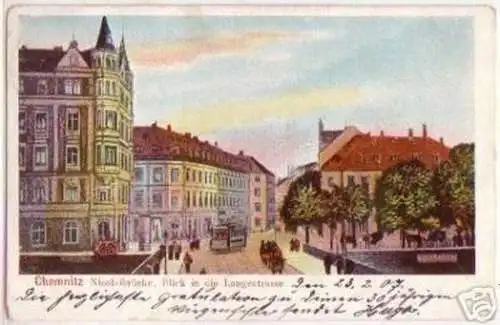 10386 Ak Chemnitz Nicolaibrücke Langestraße 1907