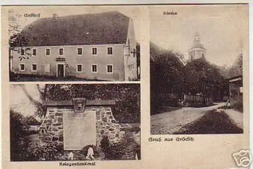 06091 Ak Gruß aus Gröditz Gasthof usw. um 1920