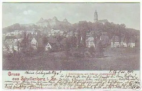 04347 Mondscheinkarte Gruß aus Schellenberg in Sa. 1901