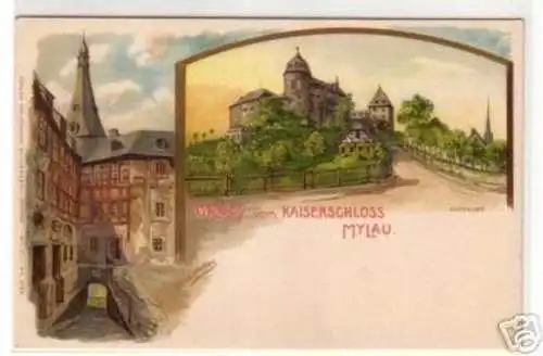 02437 Ak Lithographie Gruß aus Mylau um 1900