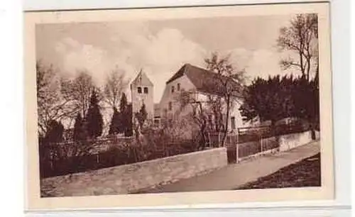 05000 Ak Naunhof b. Moritzburg Kirche mit Pfarrhaus 1936