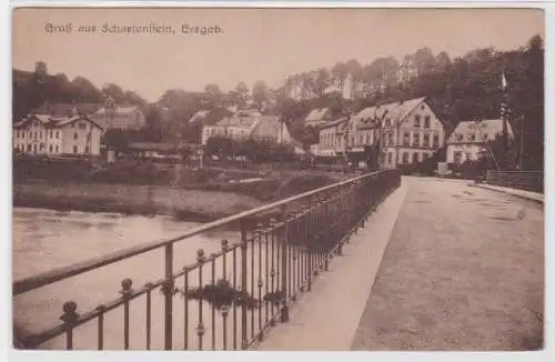 95508 Ak Gruß aus Scharfenstein im Erzgebirge, Partie an der Zschopau um 1910