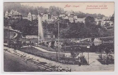 88937 Ak Aue Stadtanlagen nach der Bismarckstraße gesehen um 1910