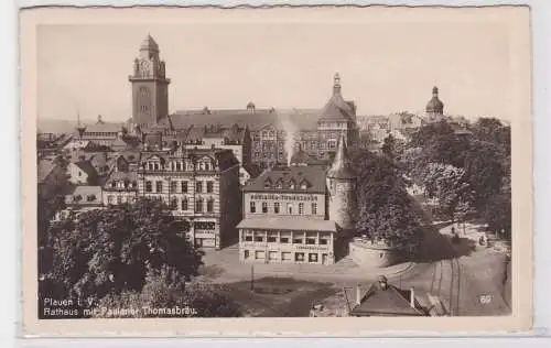 86503 Feldpost Ak Plauen i.V. Rathaus mit Paulaner Thomasbräu 1942