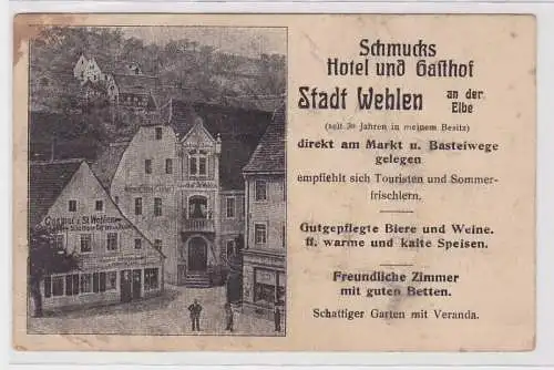 88793 Ak Stadt Wehlen an der Elbe Schmucks Hotel und Gasthof um 1910