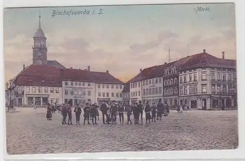 69776 Ak Bischofswerda in Sachsen Markt um 1910