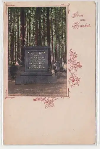 69649 Ak Gruß aus Herrnhut Denkmal um 1900