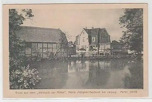 67058 Ak Gruß aus dem "Waldcafé zur Mühle" Zöbigker Gautzsch bei Leipzig um 1920