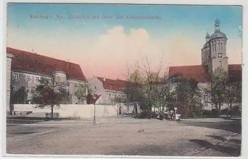 58641 Feldpost Ak Wurzen Domplatz mit Dom und Kommandantur 1915