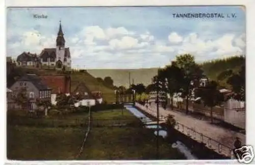 31040 Ak Tannenbergstal im Vogtland Kirche 1928