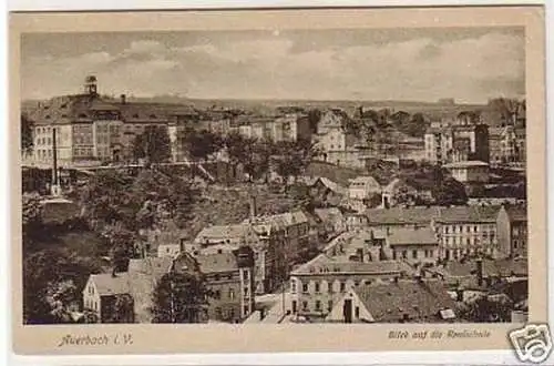 31802 Ak Auerbach i.V. Blick auf die Realschule um 1920