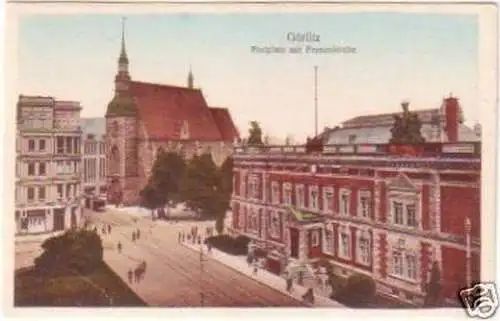 27511 Ak Görlitz Postplatz mit Frauenkirche um 1920