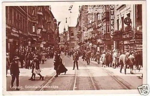 23143 Ak Leipzig Grimmaische Straße mit Verkehr 1928