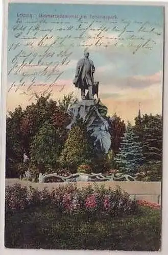 19/13 Ak Leipzig Bismarckdenkmal im Johannapark 1915