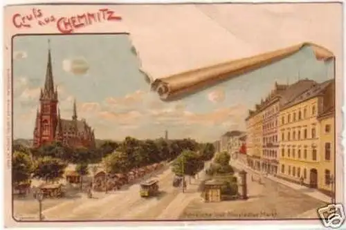 19147 Ak Lithographie Gruss aus Chemnitz um 1900