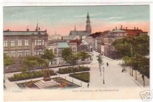 19259 Ak Zwickau Kaiser Wilhelmsplatz Bismarckdenkmal