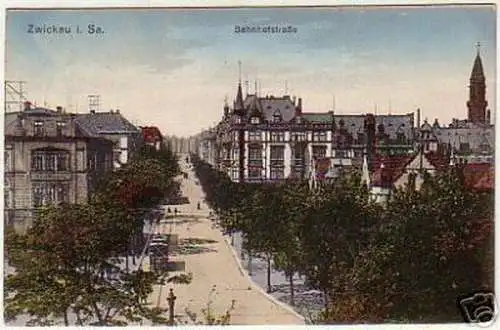 16247 Ak Zwickau in Sachsen Bahnhofstrasse 1915