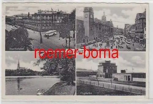 08387 Mehrbild Ak Chemnitz Hauptbahnhof, Markt, Flughafen, Schloßteich 1939