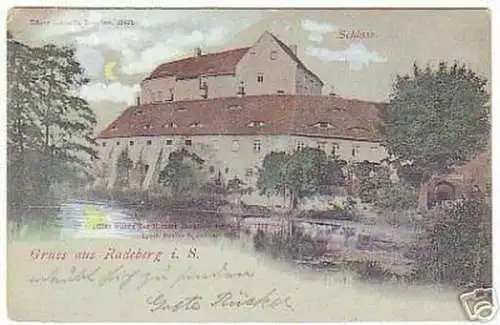 08275 Mondscheinkarte Gruß aus Radeberg in Sa. 1900