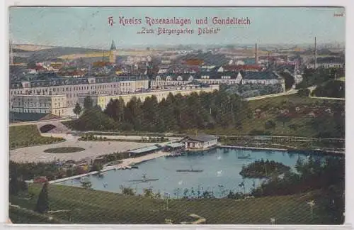 99832 'Zum Bürgergarten Döbeln' H. Kneiss Rosenanlagen und Gondelteich 1907