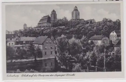 96368 Ak Eilenburg Blick auf die Burg von der Leipziger Brücke um 1940