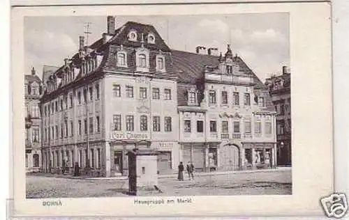 05009 Ak Borna Hausgruppe am Markt um 1920