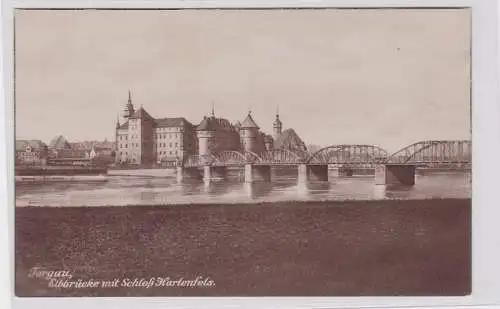 92483 AK Torgau - Elbbrücke mit Schloß Hartenfels