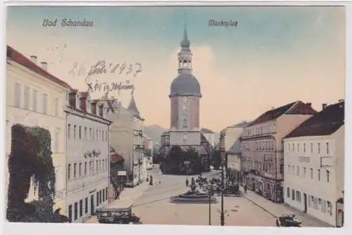 94820 Ak Bad Schandau - Partie am Marktplatz mit Kirche 1937