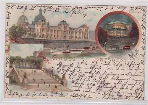 87814 AK Gruss aus Dresden - Die neue Kunstakademie, Belvedére 1901