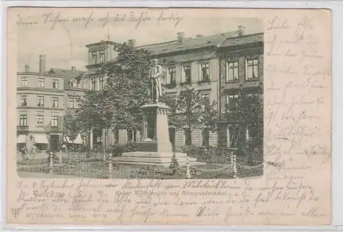 89193 Ak Zwickau Kaiser Wilhelmplatz und Bismarckdenkmal 1906