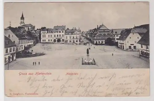 89194 Ak Gruß aus Hartenstein Marktplatz 1907