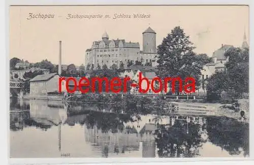 74034 Ak Zschopau Zsschopaupartie mit Schloss Wildeck um 1910