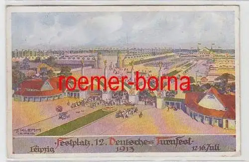 66223 Künstler Ak Festplatz 12. Deutsches Turnfest Leipzig 12.-16. Juli 1913