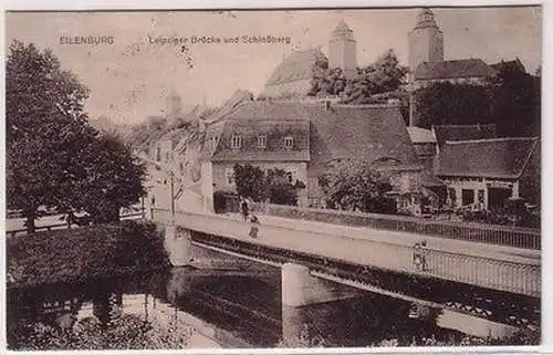 67471 Ak Eilenburg Leipziger Brücke und Schloßberg 1917