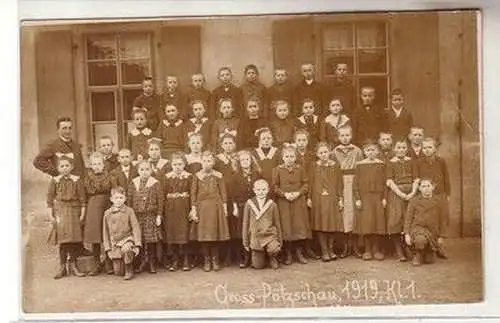 58565 Foto Ak Gross Pötzschau Schul Klasse 1 von 1919