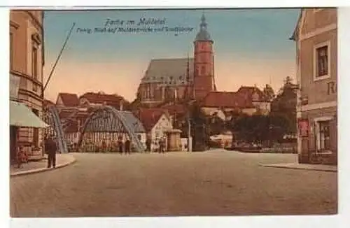 39606 Ak Penig Blick auf Muldenbrücke und Stadtkirche