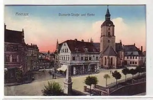 38288 Ak Meerane Bismarckstraße und Kirche 1915