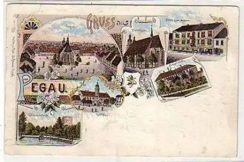 37659 Ak Lithographie Gruss aus Pegau 1901