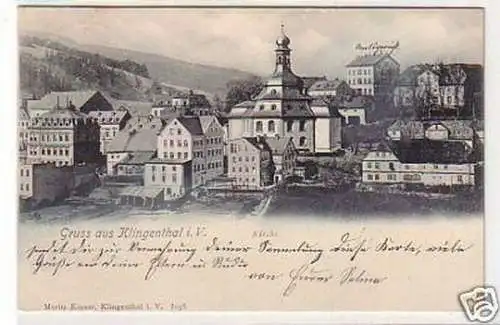 32293 Ak Gruß aus Klingenthal im Vogtland Kirche 1902