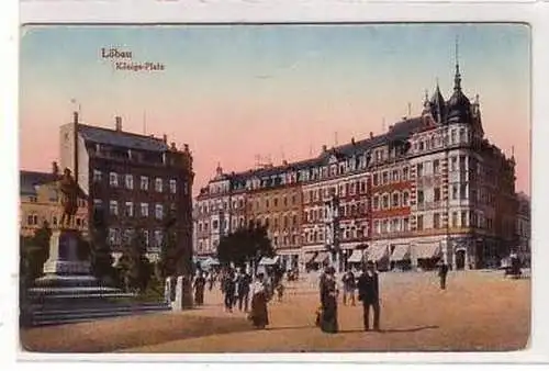 32431 Ak Löbau Königsplatz mit Denkmal um 1910