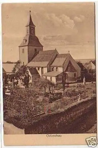 32029 Ak Oelzschau Kirche und Friedhof 1921